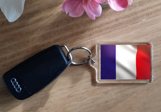 France Flag Keyring Gift - Cute French Novelty Key Fob - Birthday Present