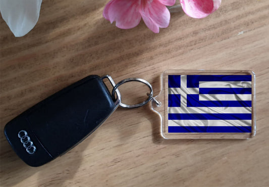 Greece Flag Keyring Gift - Cute Greek Novelty Key Fob - Birthday Present