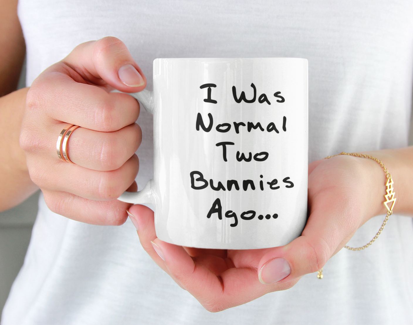 Bunny Mug Gift - I Was Normal Two Bunnies Ago - Nice Cute Novelty Funny Pet Owner Present