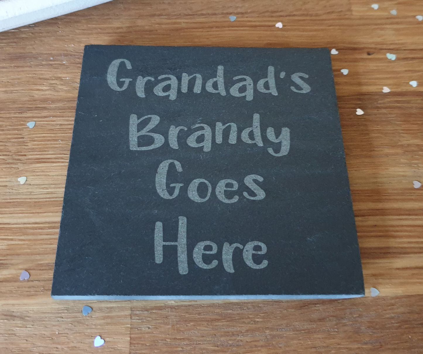 Grandad Brandy Coaster - Grandad's Brandy Goes Here – Nice Novelty Cute Engraved Slate Mug Cup Coaster Present Sadnick Gifts