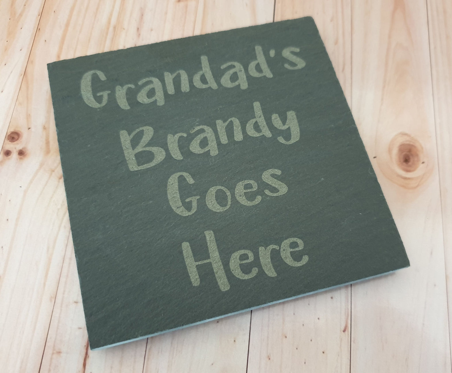 Grandad Brandy Coaster - Grandad's Brandy Goes Here – Nice Novelty Cute Engraved Slate Mug Cup Coaster Present Sadnick Gifts