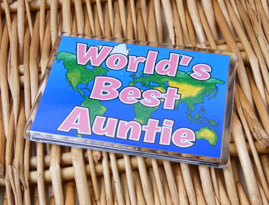Auntie Fridge Magnet - World's Best Auntie - Novelty Love Gift - Fun Birthday Christmas Present