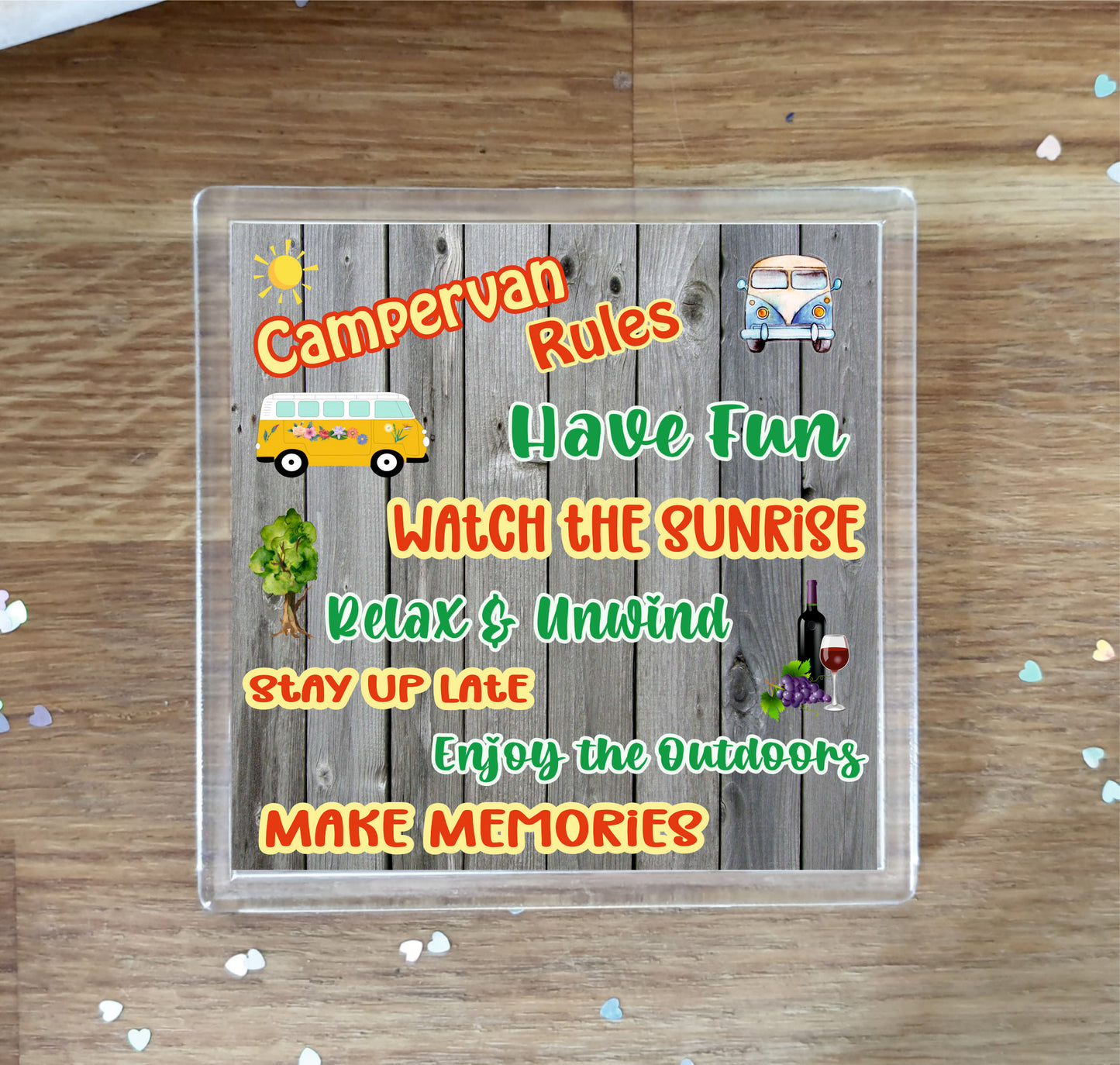 Campervan Coaster - Campervan Rules - Fun Novelty Birthday Gift