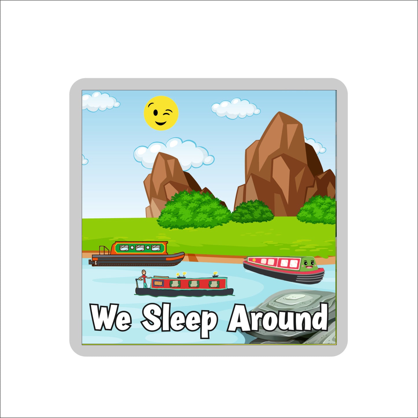 Narrowboat Coaster Gift - We Sleep Around - Cute Cheeky Fun Novelty Birthday Present