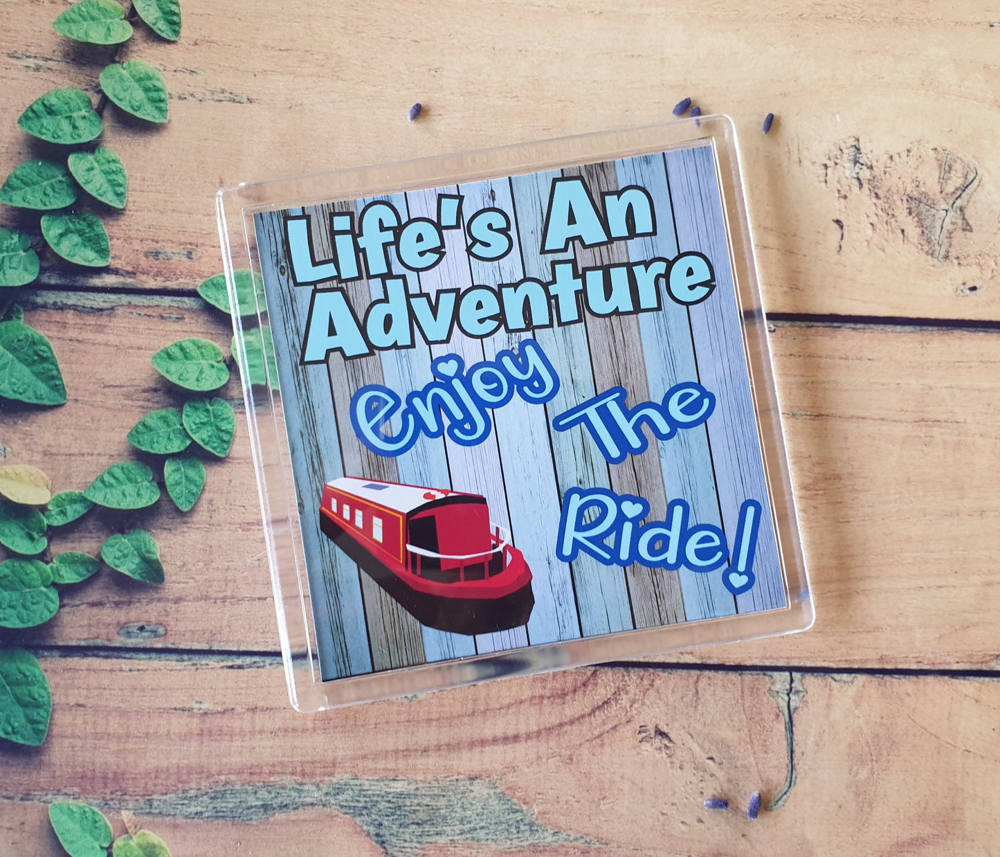Canal Boat Coaster - Life's An Adventure Enjoy The Ride - Fun Novelty Birthday Gift