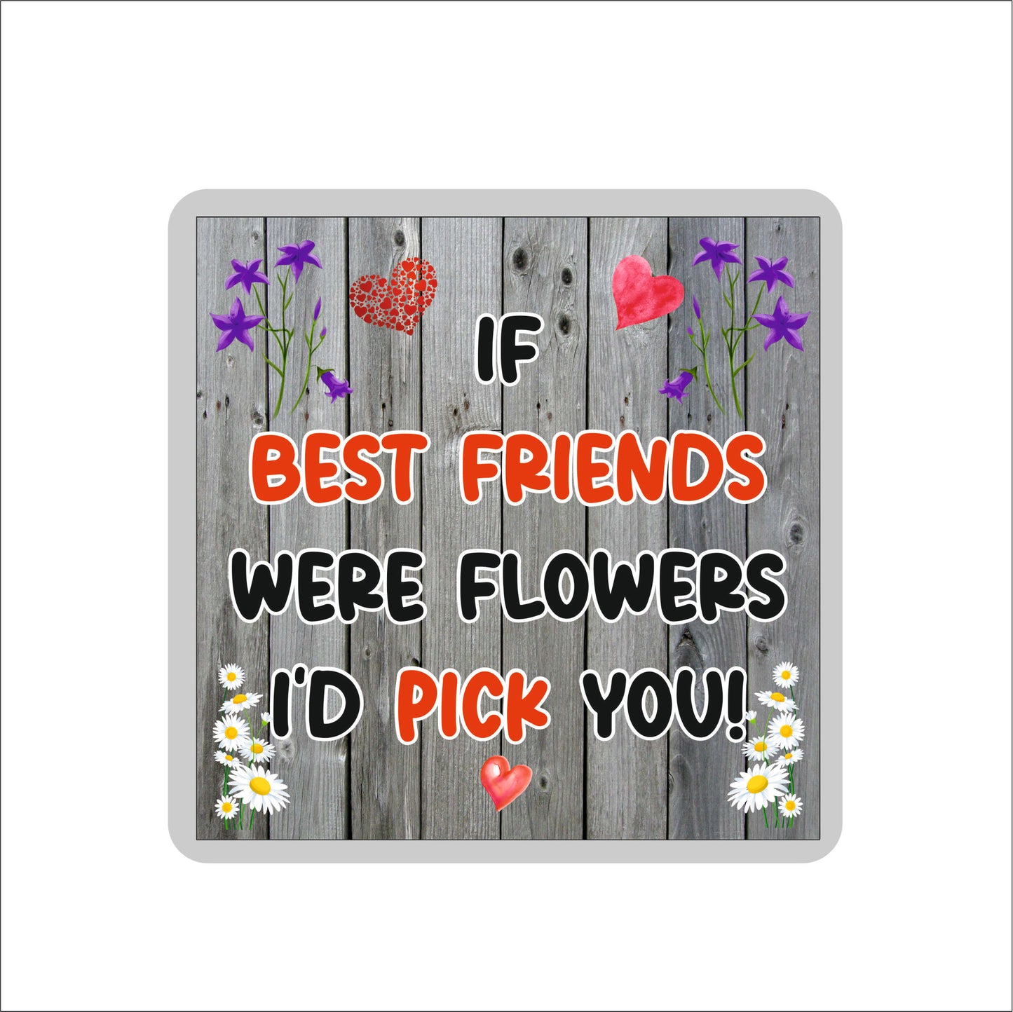 Best Friend Coaster - If Best Friends Were Flowers I'd Pick You - Novelty Love Gift - Fun Cute Birthday Christmas Present