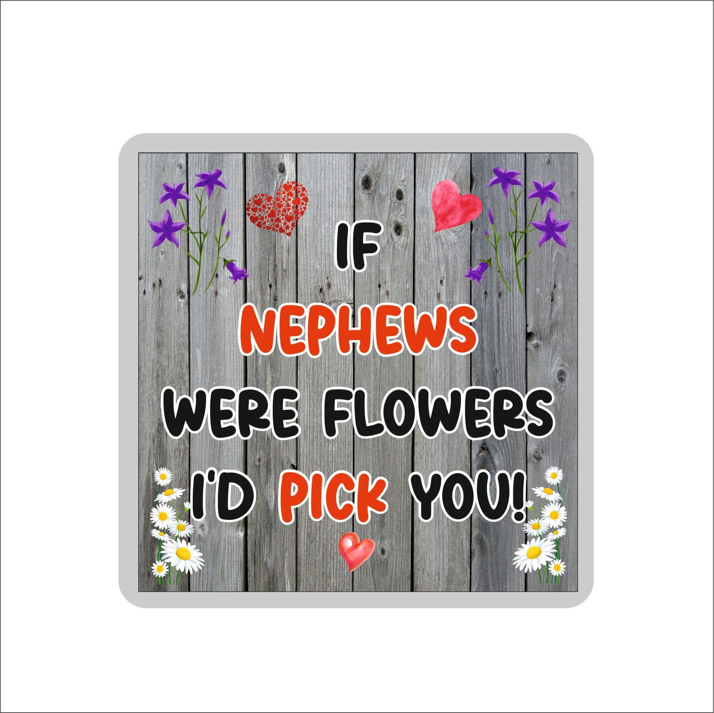 Nephew Coaster - If Nephews Were Flowers I'd Pick You - Novelty Love Gift - Fun Cute Birthday Christmas Present