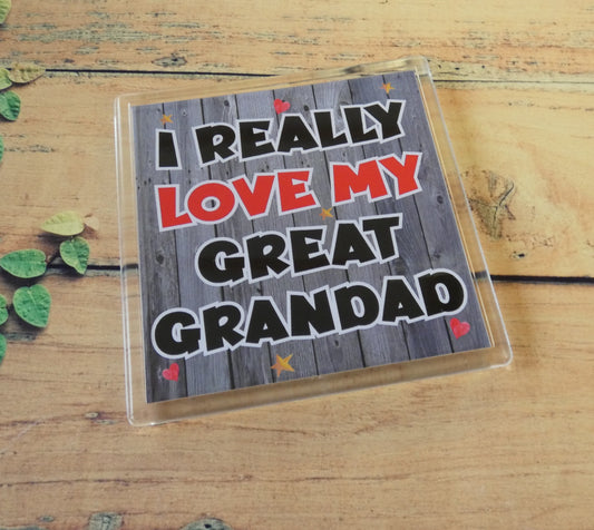 Great Grandad Coaster Gift - I Really Love My Great Grandad - Cute Novelty Fun Birthday Christmas Present