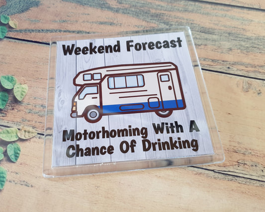 Motorhome Coaster - Motorhoming With a Chance of Drinking - Fun Cute Novelty Present