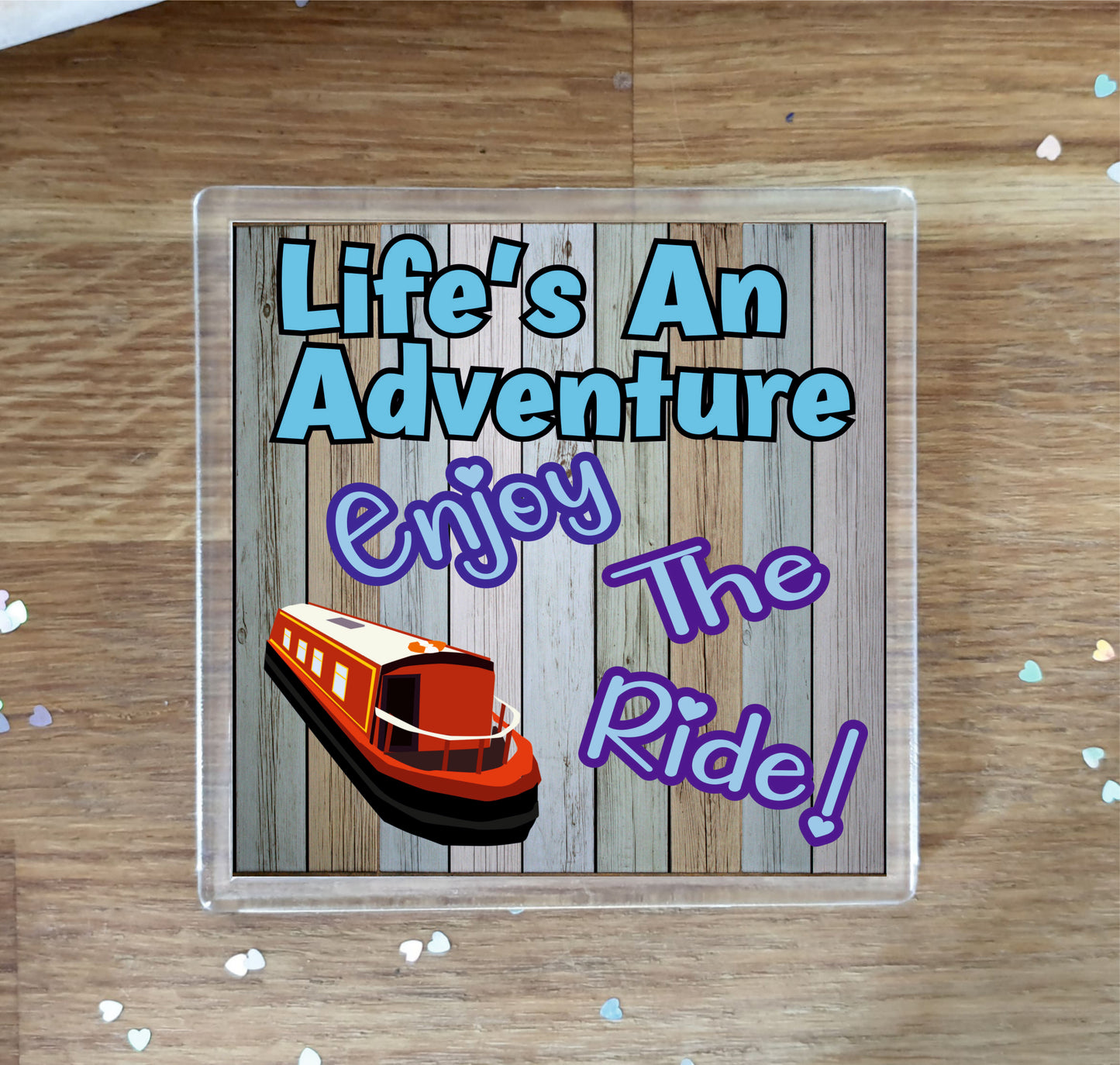 Canal Boat Coaster - Life's An Adventure Enjoy The Ride - Fun Novelty Birthday Gift