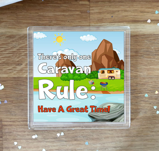 Caravan Coaster Gift - There's Only One Caravan Rule - Cute Fun Novelty Birthday Present