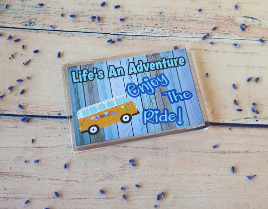 Fun Campervan Fridge Magnet - Life's An Adventure Enjoy The Ride - Camping Gift, Novelty Birthday Present