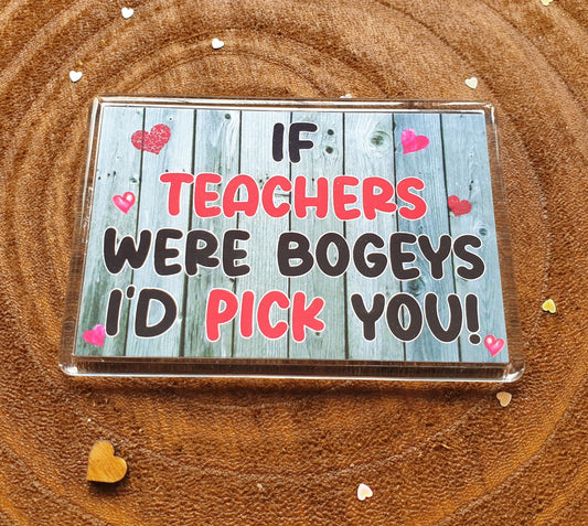 Teacher Fridge Magnet - If Teachers Were Bogeys I'd We'd Pick You - Funny Rude Cheeky Birthday Novelty Present