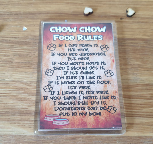 Chow Chow Fridge Magnet Gift - Chow Chow Food Laws - Funny Cute Pet Lover Xmas Birthday Present