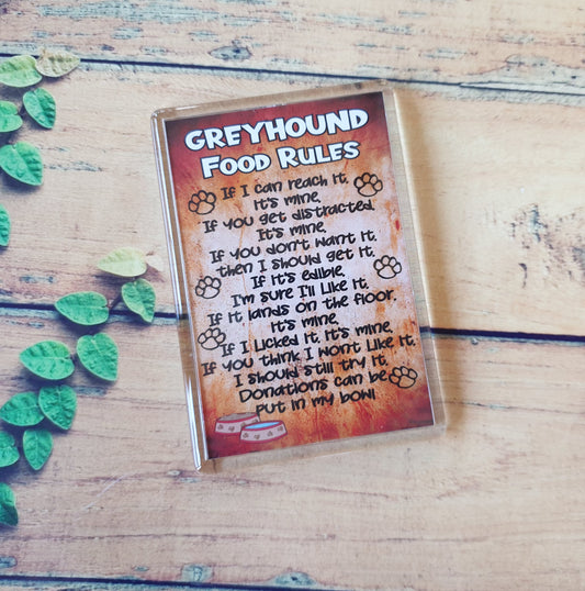 Greyhound Fridge Magnet Gift - Greyhound Food Laws - Funny Cute Pet Lover Xmas Birthday Present