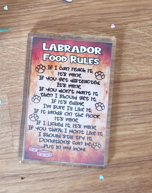 Labrador Fridge Magnet Gift - Labrador Food Laws - Funny Cute Pet Lover Xmas Birthday Present