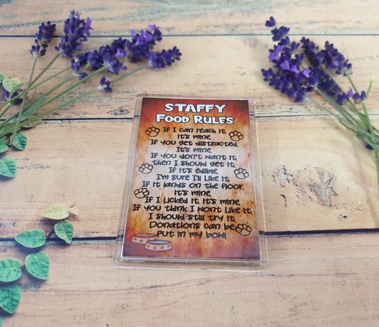 Staffy Fridge Magnet Gift - Staffy Food Laws - Funny Cute Pet Lover Xmas Birthday Present
