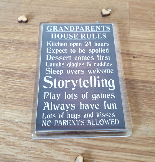 Grandparent Fridge Magnet - Grandparent Rules - Funny Cute Cheeky Birthday Novelty Present
