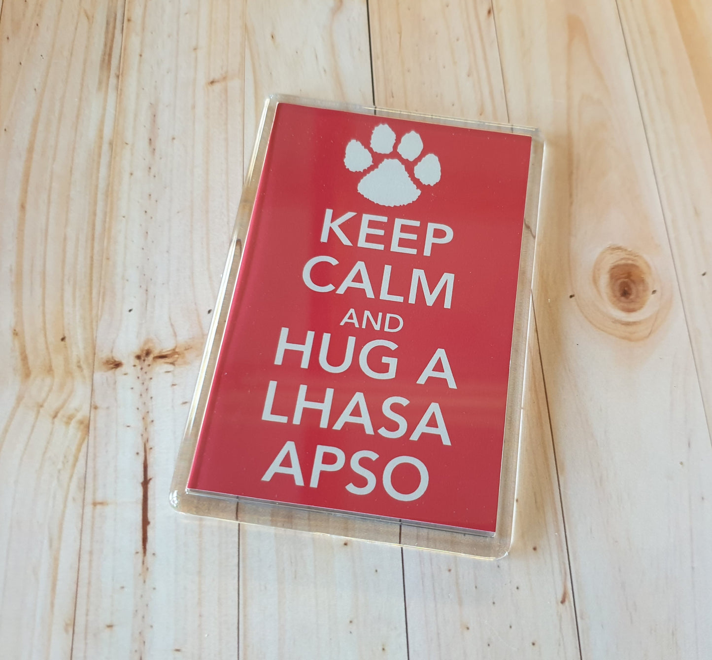Lhasa Apso Fridge Magnet Gift - Keep Calm And Hug A - Funny Cute Dog Pet Lover Xmas Birthday Present