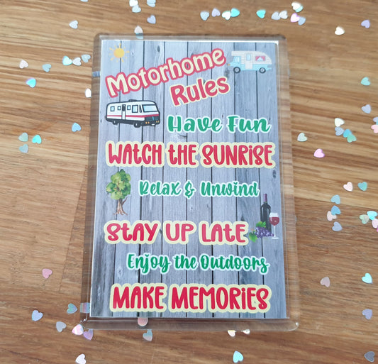 Motorhome Fridge Magnet Gift - Motorhome Rules - Fun Cute Birthday Novelty Present