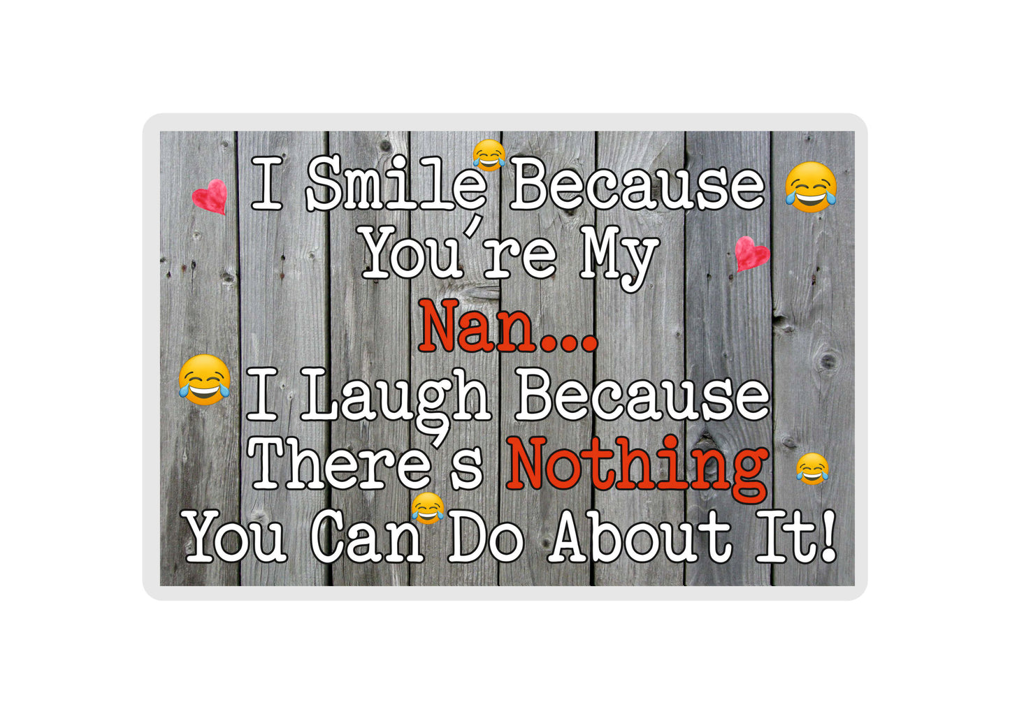 Nan Fridge Magnet - I Smile Because You're My Nan - Birthday Novelty Gift Present