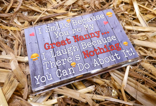 Great Nanny Fridge Magnet - I Smile Because You're My Great Nanny - Birthday Novelty Gift Present