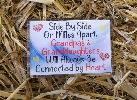 Grandpa Granddaughter Fridge Magnet Gift - Side By Side Or Miles Apart - Cute Novelty Fun Birthday Christmas Present