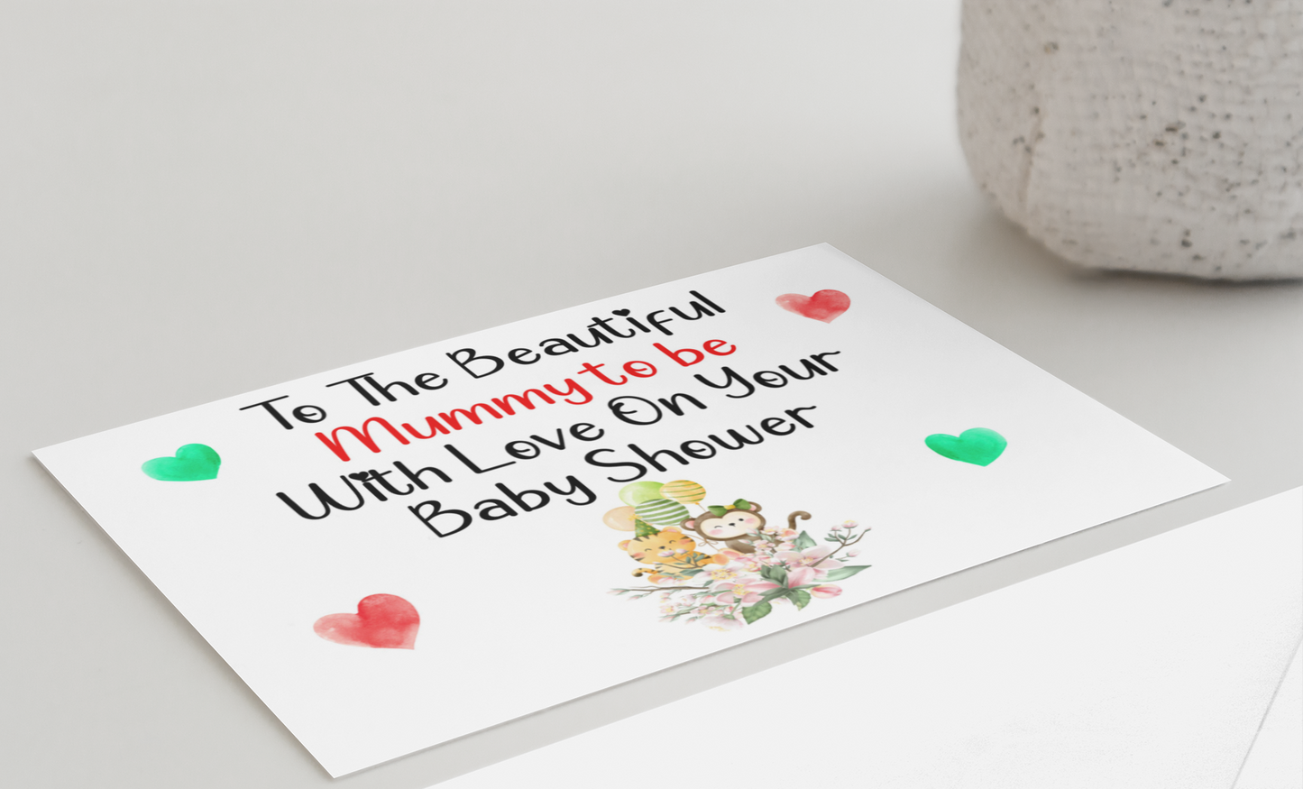 Baby Shower Card - To The Beautiful Mummy To Be - Nice Cute Animals Novelty Greeting Card