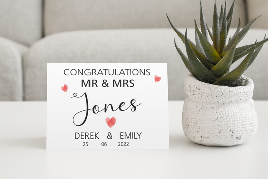 Wedding Day Card - Congratulations Mr & Mrs - Nice Cute Novelty Greetings Card Add Name and Date