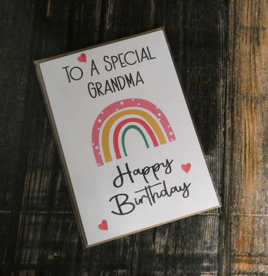 Grandma Birthday Card - To A Special Grandma - Rainbow - Nice Cute Novelty Greetings Card