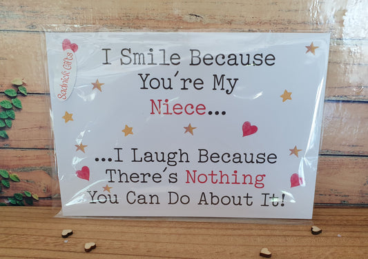 Niece Birthday Card - I Smile I Laugh Because There's Nothing You Can Do About It - Nice Cute Funny Novelty Greeting