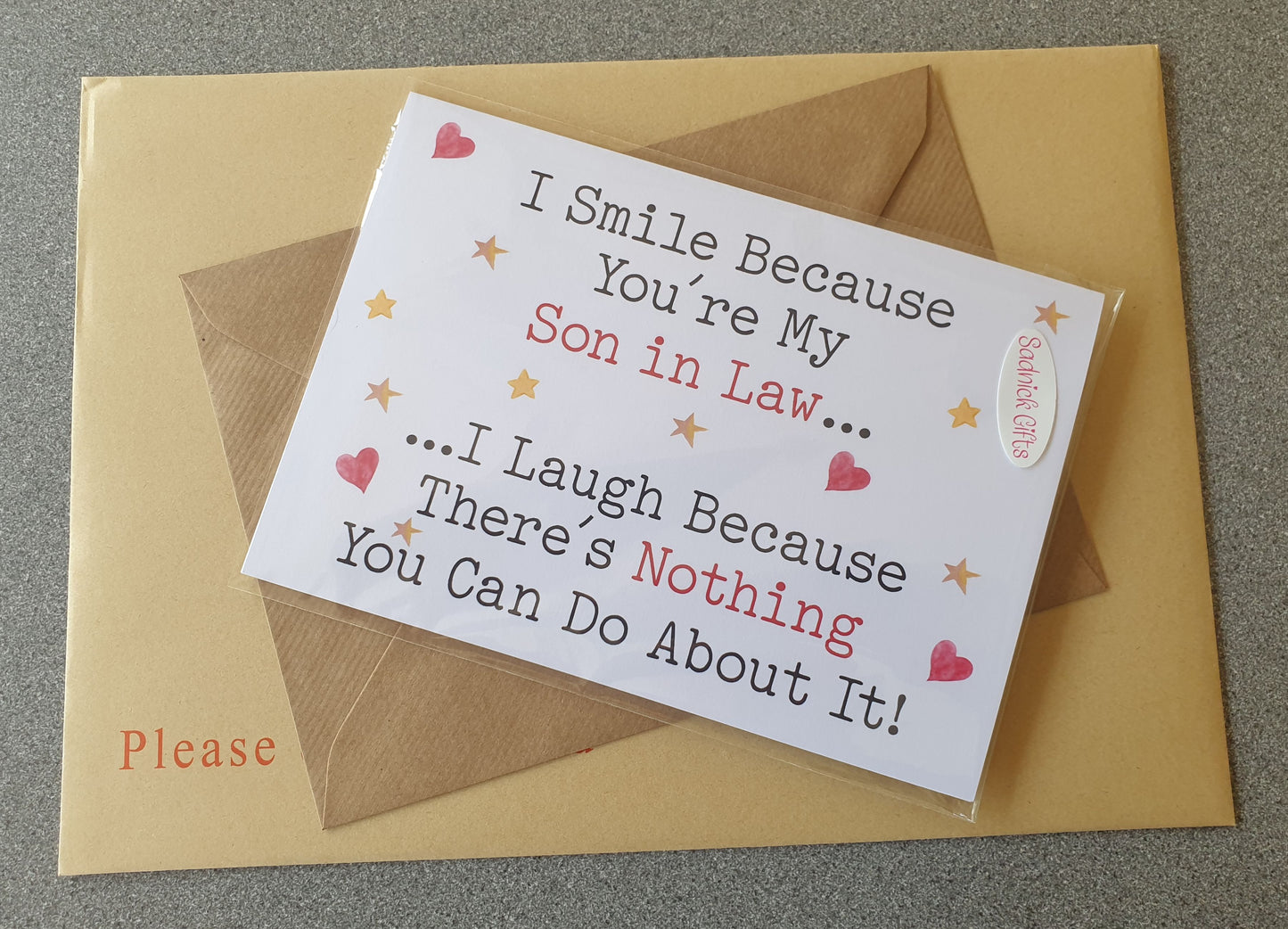 Son In Law Birthday Card - I Smile I Laugh Because There's Nothing You Can Do About It - Nice Cute Funny Novelty Greeting Card