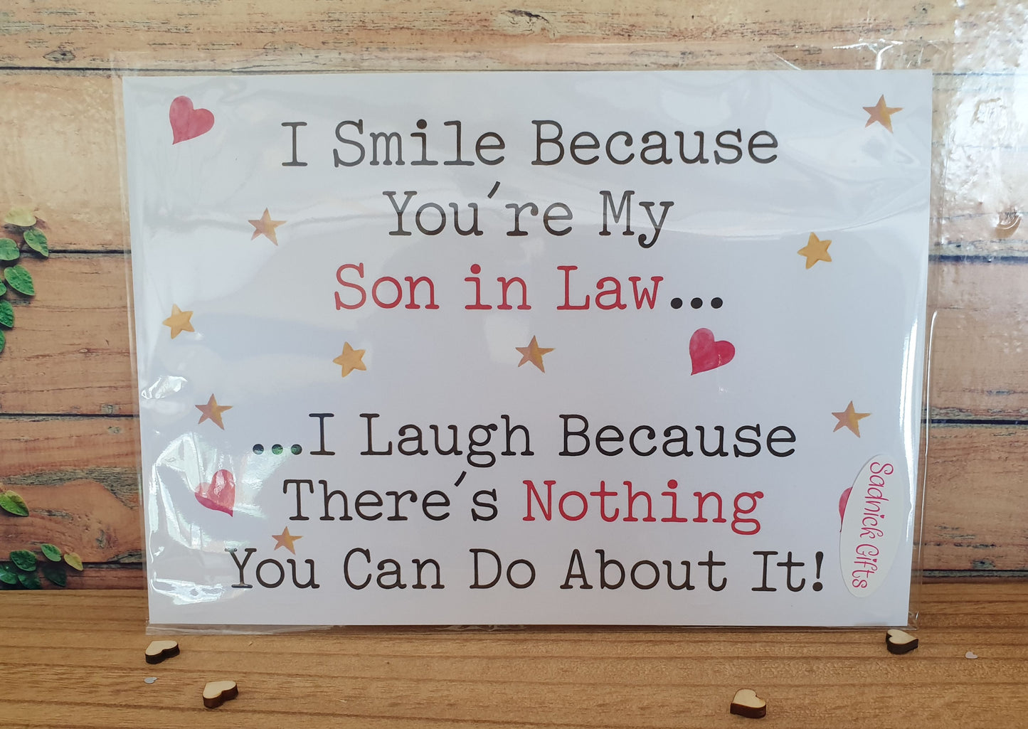 Son In Law Birthday Card - I Smile I Laugh Because There's Nothing You Can Do About It - Nice Cute Funny Novelty Greeting Card