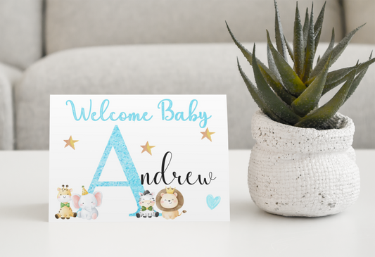 Newborn Card - Welcome Baby - Blue Version - Nice Cute Novelty Greeting Card