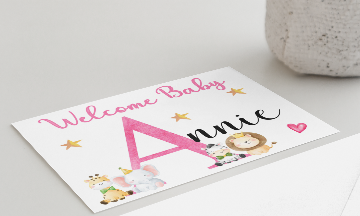 Newborn Card - Welcome Baby - Pink Version - Nice Cute Novelty Greeting Card