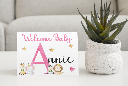 Newborn Card - Welcome Baby - Pink Version - Nice Cute Novelty Greeting Card