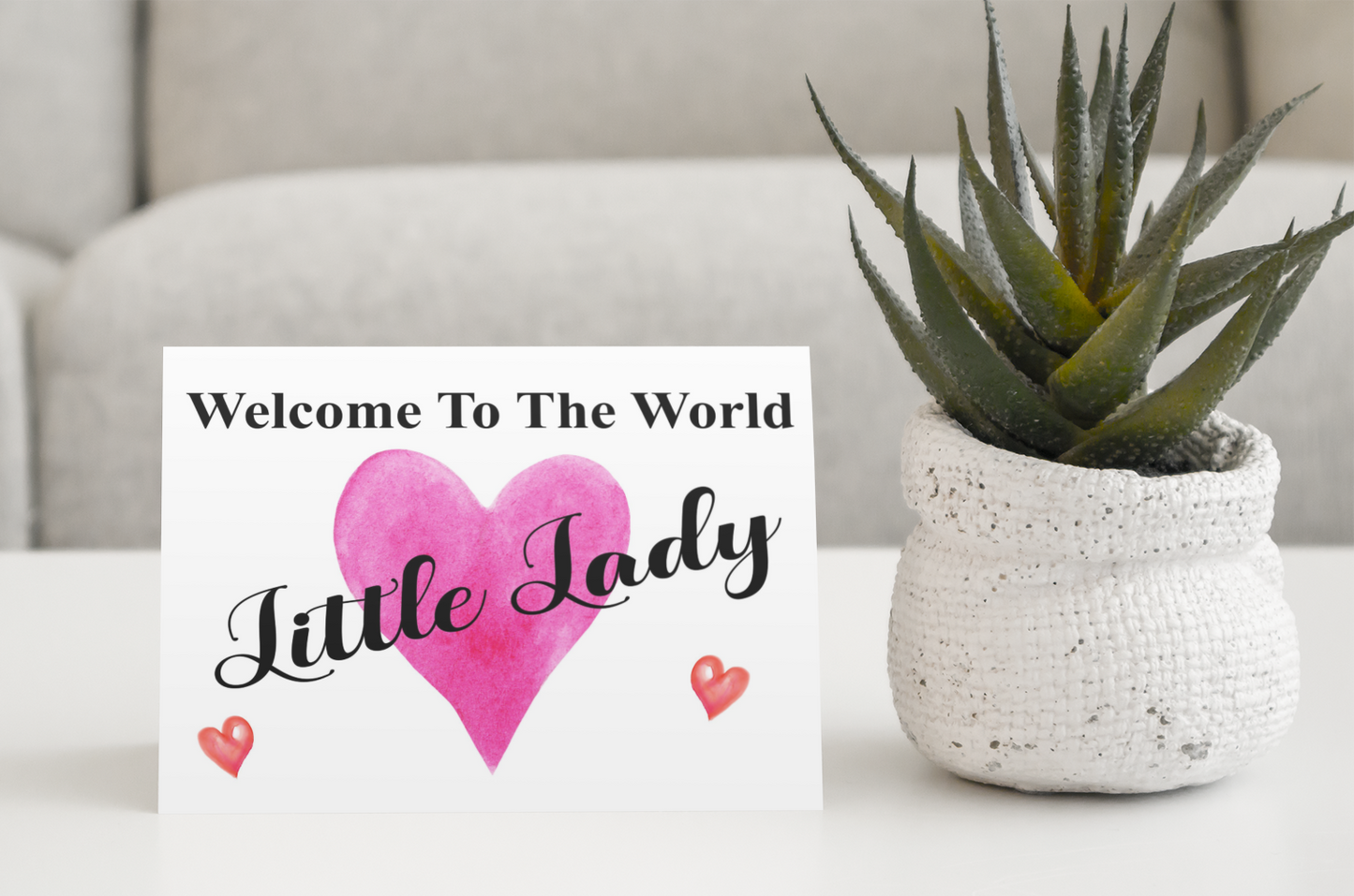 Newborn Card - Welcome Little Lady - Nice Cute Novelty Greeting Card