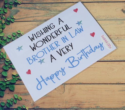 Brother In Law Birthday Card - Wishing A Wonderful Brother In Law A Very Happy Birthday - Nice Cute Funny Novelty Greeting Card