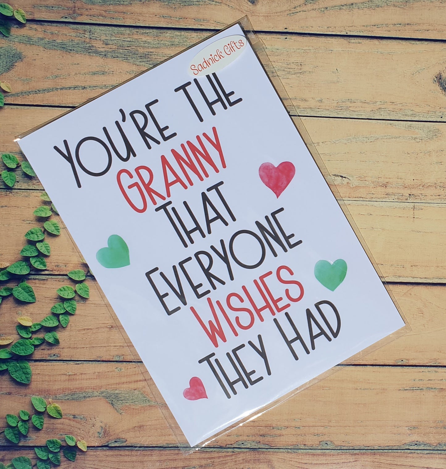 Granny Birthday Card - You're The Granny That Everyone Wishes They Had - Nice Cute Novelty Greeting Card