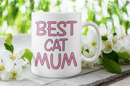 Cat Mug Gift - Best Cat Mum - Nice Cute Funny Novelty Pet Owner Mummy Cup Present
