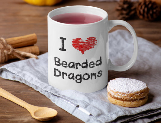 Bearded Dragon Mug Gift - I Love Heart Bearded Dragons - Nice Funny Novelty Pet Owner Lover Fan Cup Present