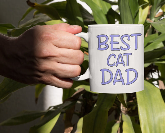Cat Mug Gift - Best Cat Dad - Nice Cute Funny Novelty Pet Owner Daddy Cup Present