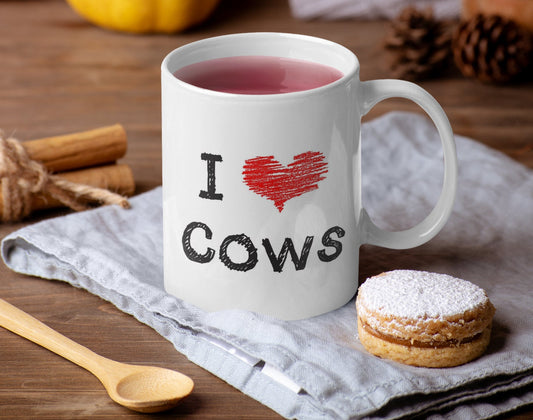 Cow Mug Gift - I Love Heart Cows - Nice Funny Novelty Pet Owner Lover Fan Cup Present