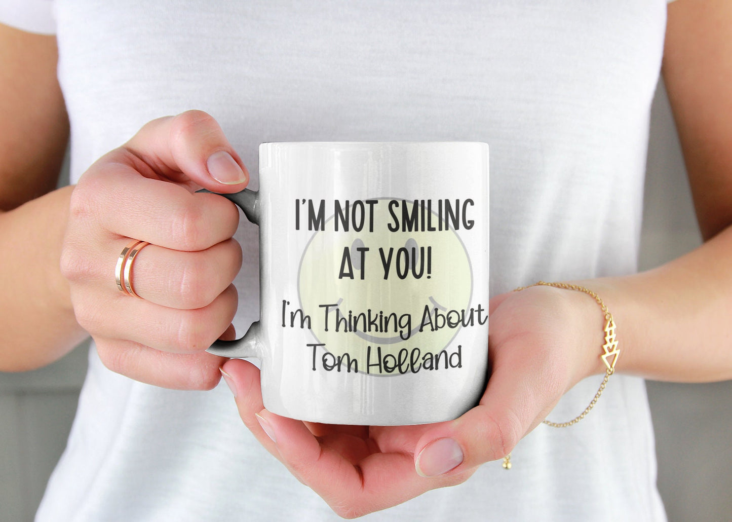 Tom Holland Mug - I'm Not Smiling At You I'm Thinking About Tom Holland - Novelty Movie Fan Thirst Present
