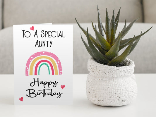 Aunty Birthday Card - To A Special Aunty - Rainbow - Nice Cute Novelty Greetings Card