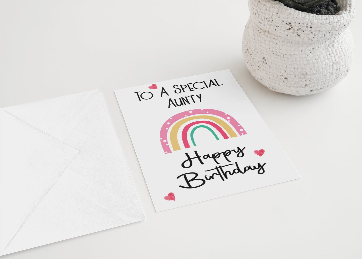 Aunty Birthday Card - To A Special Aunty - Rainbow - Nice Cute Novelty Greetings Card