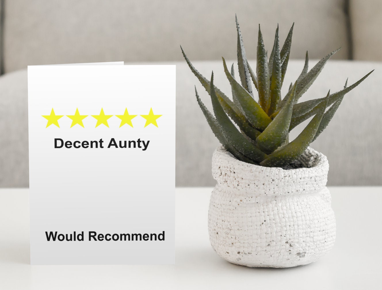 Aunty Birthday Card - Decent Aunty Would Recommend  - Fun Novelty Greetings Card