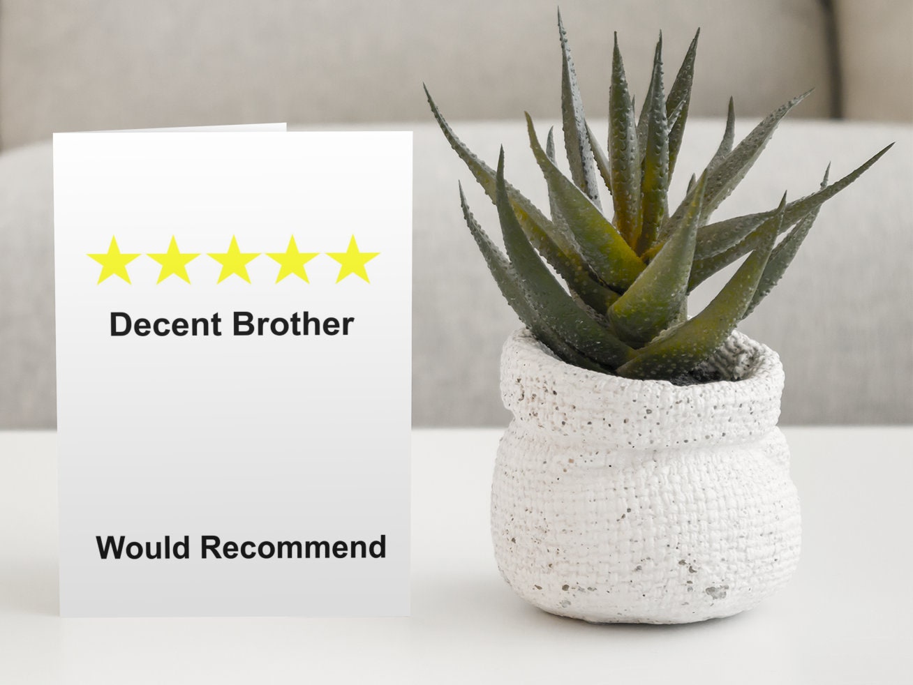 Brother Birthday Card - Decent Brother Would Recommend - Fun Novelty Greetings Card