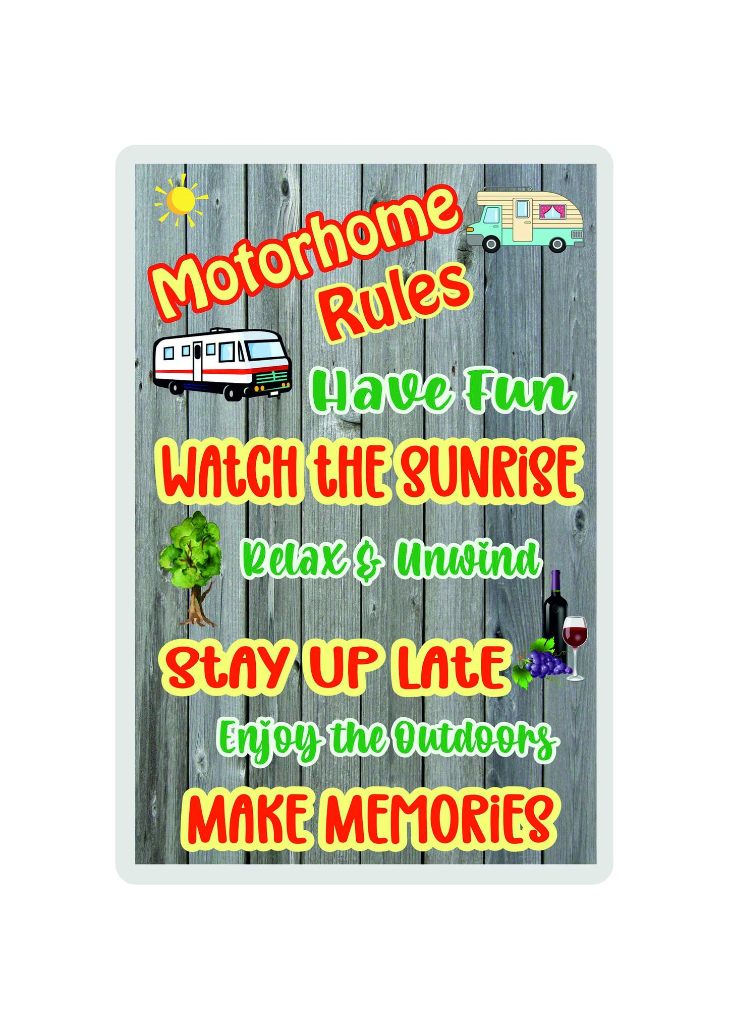 Motorhome Fridge Magnet Gift - Motorhome Rules - Fun Cute Birthday Novelty Present