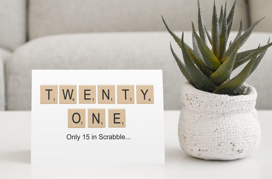 21st Birthday Card - Twenty One (21) 15 In Scrabble - Nice Cute Funny Novelty Game Tiles Greetings Card